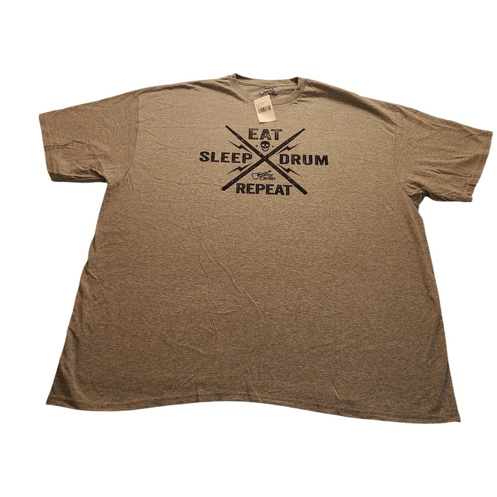 Guitar Center Men's Eat Sleep Drum Repeat Graphic T-Shirt Gray XXL Short‎ sleeve